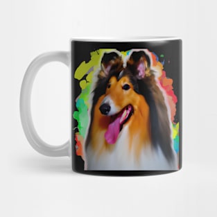 Collie Dog Rainbow Painting Mug